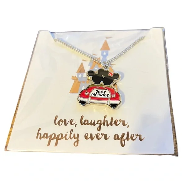 Disney Parks Just Married Car Minnie Mickey Necklace - Picture 4 of 4